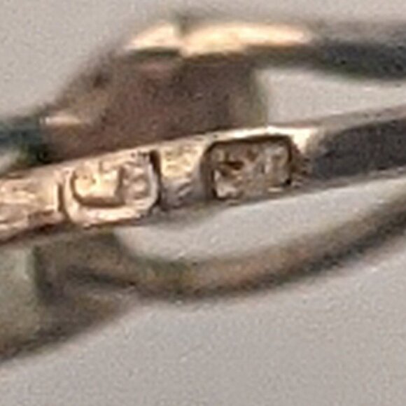 Vintage Silver Curved Leaf Ring Gem Stone Delicate Cubic Zirconia Diamond Dainty - Picture 9 of 11